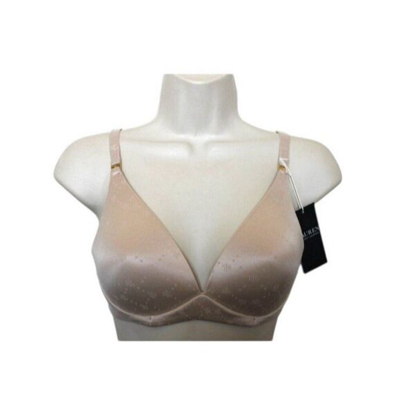 Lauren Ralph Lauren 32 C Full Coverage T shirt Bra Light Beige NWT 32C RLL Logo - Picture 1 of 4